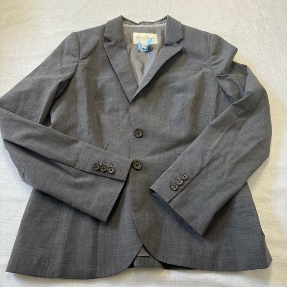 Banana Republic Women's Wool Stretch Blazer Gray Size 12 Peak Lapel 2 Buttons - Picture 7 of 7